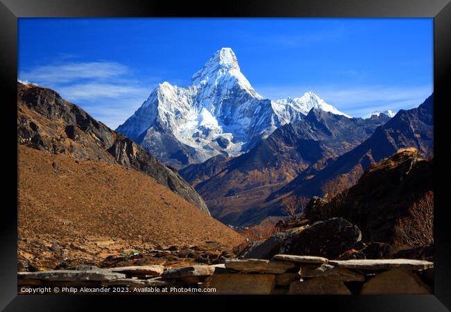 Ama Dablam from Khumjung, Nepal Framed Print by Philip Alexander