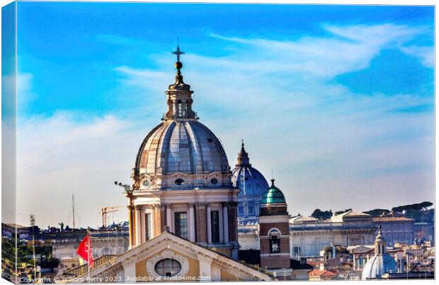 Churches Domes Vatican Rome Italy Canvas Print by William Perry