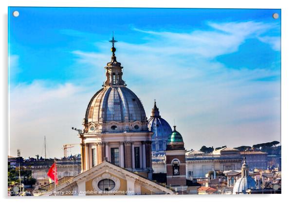 Churches Domes Vatican Rome Italy Acrylic by William Perry