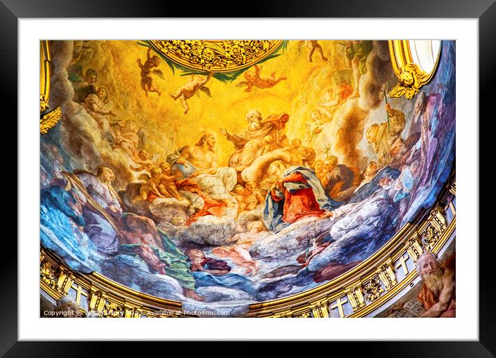  Jesus Fresco Dome Ceiling Maria Maddalena Church Rome Italy Framed Mounted Print by William Perry