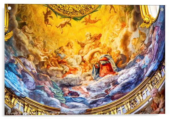  Jesus Fresco Dome Ceiling Maria Maddalena Church Rome Italy Acrylic by William Perry