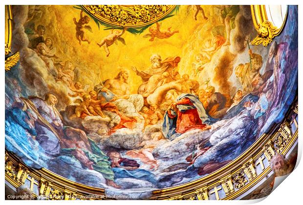  Jesus Fresco Dome Ceiling Maria Maddalena Church Rome Italy Print by William Perry