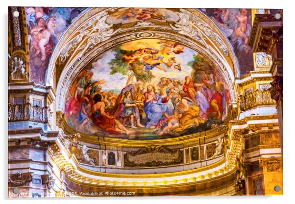  Jesus Teaching Fresco Santa Maria Maddalena Church Rome Italy Acrylic by William Perry