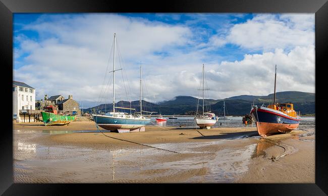 Barmouth boats panorama Framed Print by Jason Wells