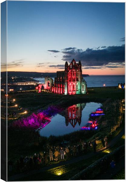 Whitby Abbey Illuminations Canvas Print by Apollo Aerial Photography
