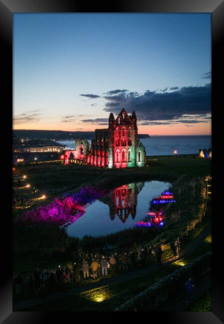 Whitby Abbey Illuminations Framed Print by Apollo Aerial Photography