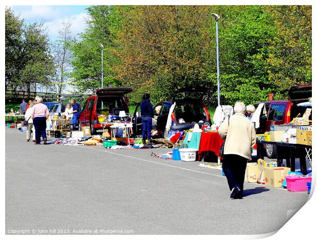 Car boot sale, Yorkshire. Print by john hill