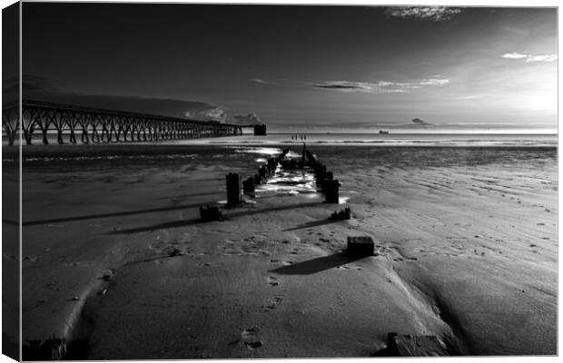Steetley Pier Black And White Canvas Print by Steve Smith