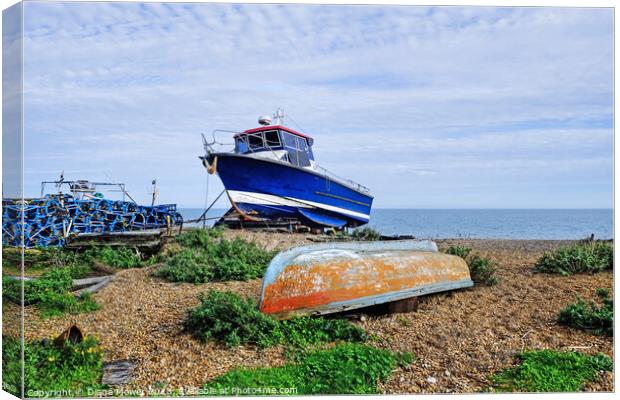 Fishing boats on Deal beach Kent Canvas Print by Diana Mower
