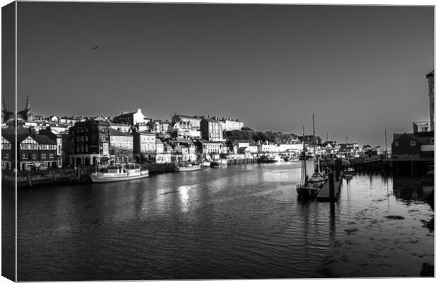 Whitby Black And White Canvas Print by Steve Smith