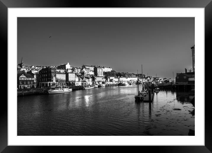 Whitby Black And White Framed Mounted Print by Steve Smith