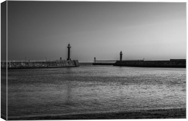Whitby Black And White Canvas Print by Steve Smith