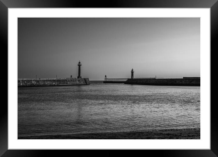 Whitby Black And White Framed Mounted Print by Steve Smith