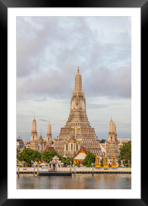 the first-class royal Thai Temple Wat Arun and the Chao Phraya River in Bangkok Thailand Southeast Asia Framed Mounted Print by Wilfried Strang