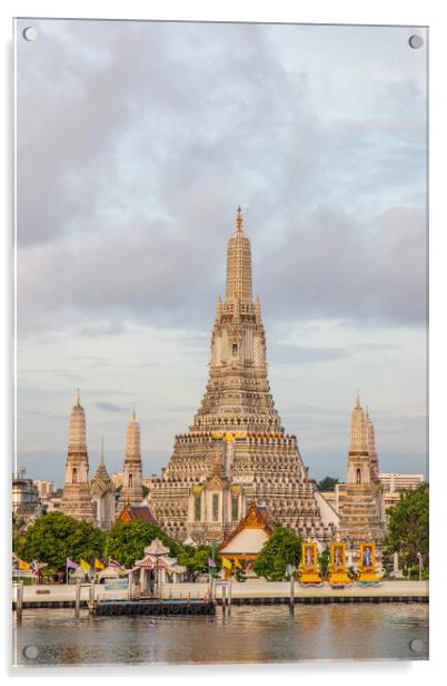 the first-class royal Thai Temple Wat Arun and the Chao Phraya River in Bangkok Thailand Southeast Asia Acrylic by Wilfried Strang