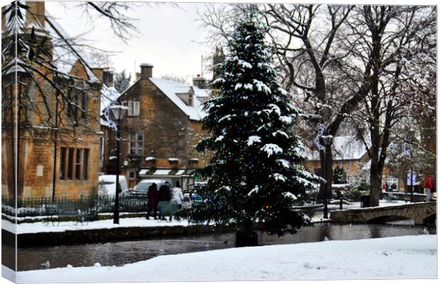 Bourton on the Water Christmas Tree Cotswolds Canvas Print by Andy Evans Photos