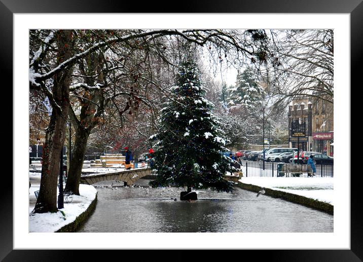 Bourton on the Water Christmas Tree Cotswolds Framed Mounted Print by Andy Evans Photos
