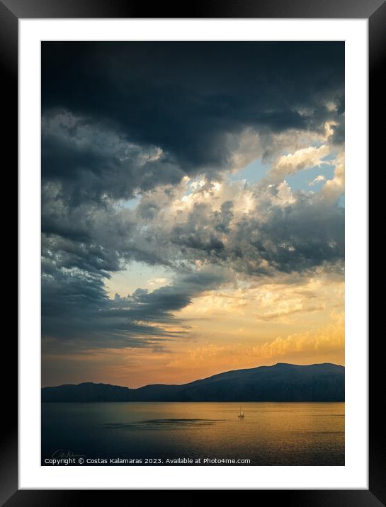 Sailing under the clouds Framed Mounted Print by Costas Kalamaras