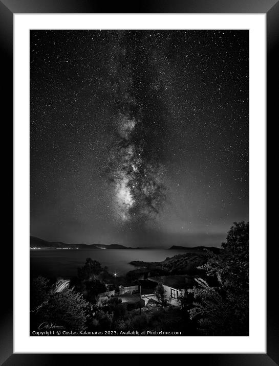 Milky Way at Peloponnisos Framed Mounted Print by Costas Kalamaras