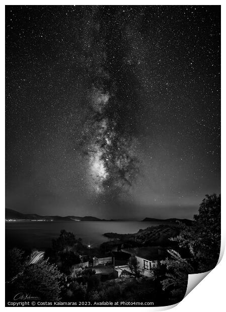 Milky Way at Peloponnisos Print by Costas Kalamaras