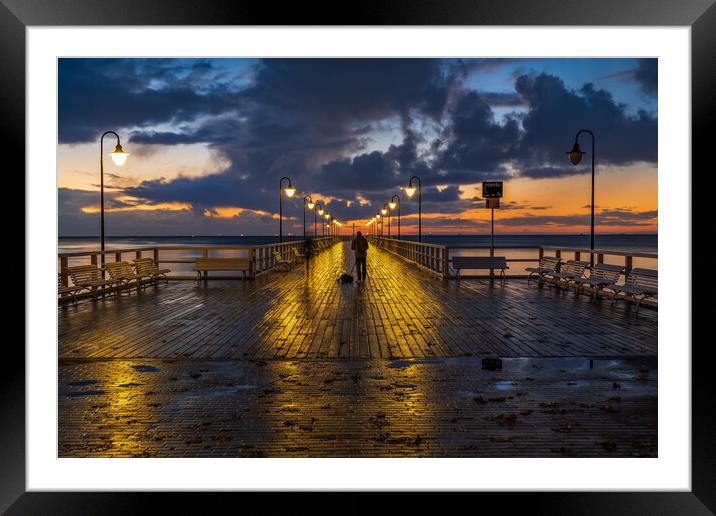 Baltic Sea Pier After Rain At Dawn Framed Mounted Print by Artur Bogacki