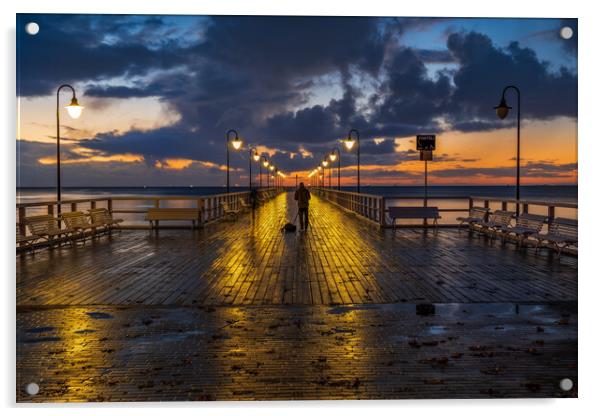 Baltic Sea Pier After Rain At Dawn Acrylic by Artur Bogacki