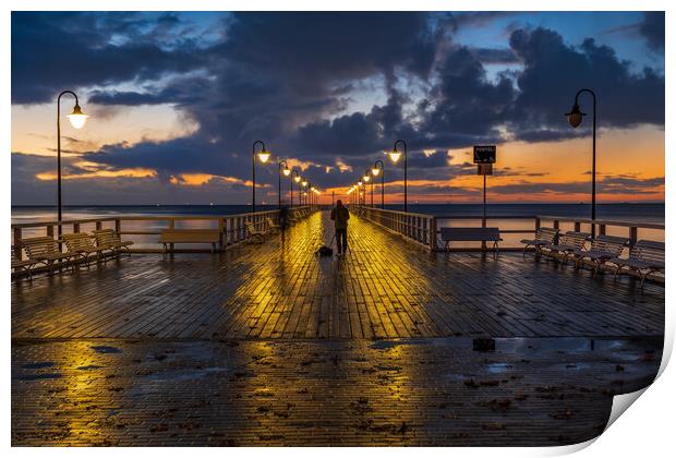 Baltic Sea Pier After Rain At Dawn Print by Artur Bogacki