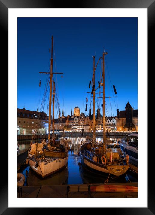 Gdansk Old Town From Marina At Night Framed Mounted Print by Artur Bogacki