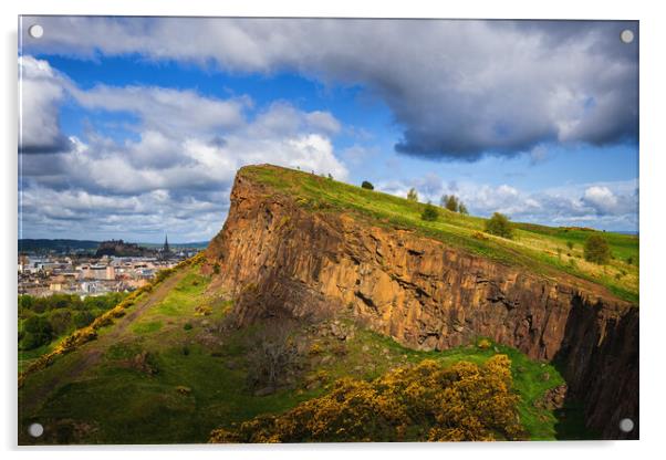 Salisbury Crags Scenic Landscape In Edinburgh Acrylic by Artur Bogacki