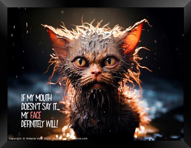 FUNNY CAT Angry Look Framed Print by Melanie Viola