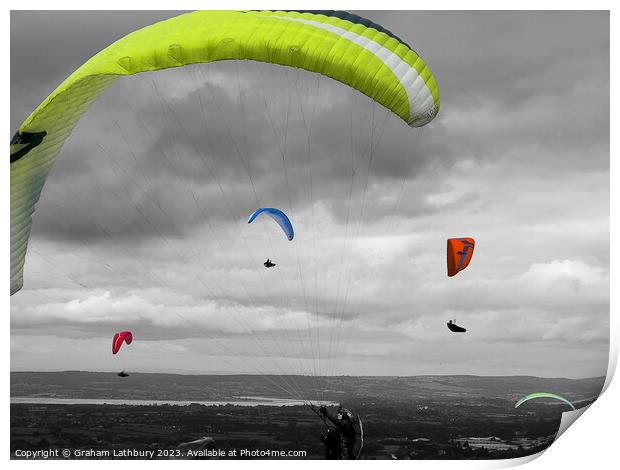 Paragliders Print by Graham Lathbury