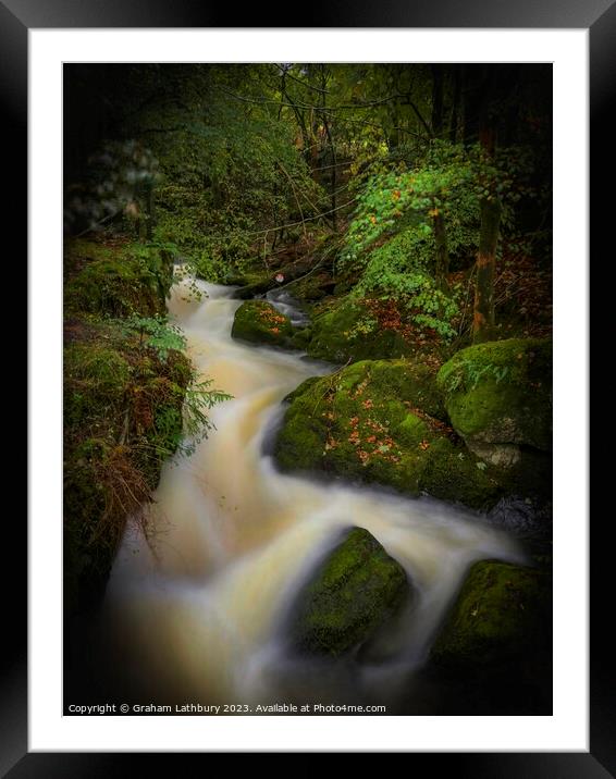 Forest Waterfall Cumbria Framed Mounted Print by Graham Lathbury