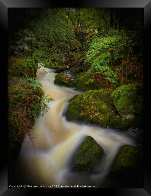 Forest Waterfall Cumbria Framed Print by Graham Lathbury