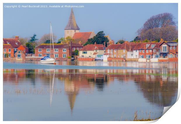 Old Bosham Reflected in Chichester Harbour Print by Pearl Bucknall