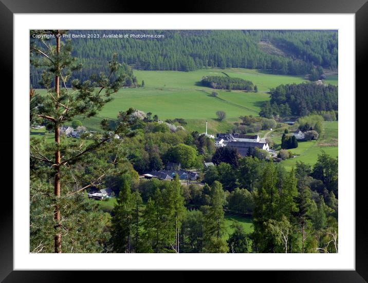 Cragganmore Distillery and cottages in Spring Framed Mounted Print by Phil Banks