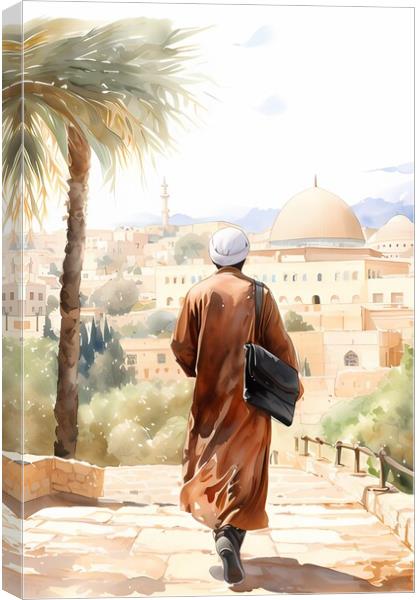 Sufi Saint on his way to mosque Canvas Print by Zahra Majid