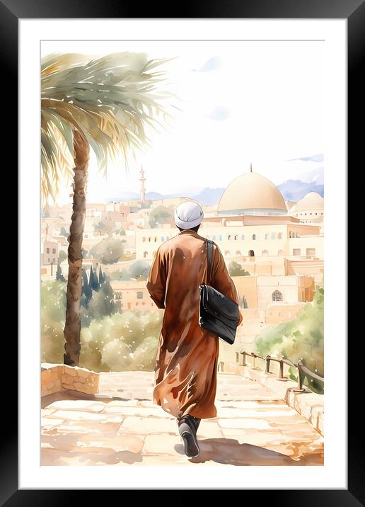 Sufi Saint on his way to mosque Framed Mounted Print by Zahra Majid