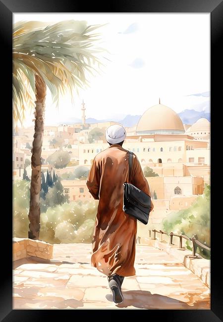 Sufi Saint on his way to mosque Framed Print by Zahra Majid