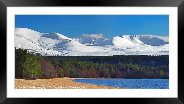 Loch Morlich & Cairngorm Mountains National Park Glenmore Skiing Scottish Highlands Framed Mounted Print by OBT imaging
