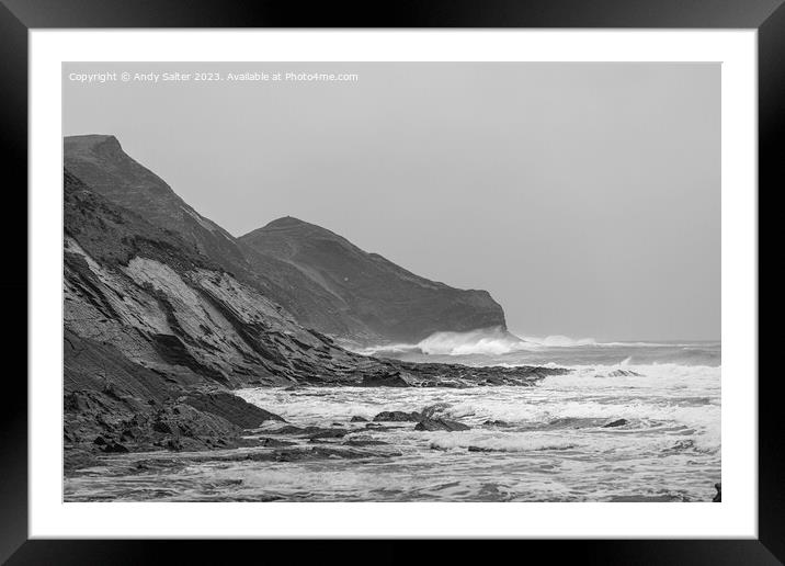Rugged Cornish Coastline Framed Mounted Print by Andy Salter