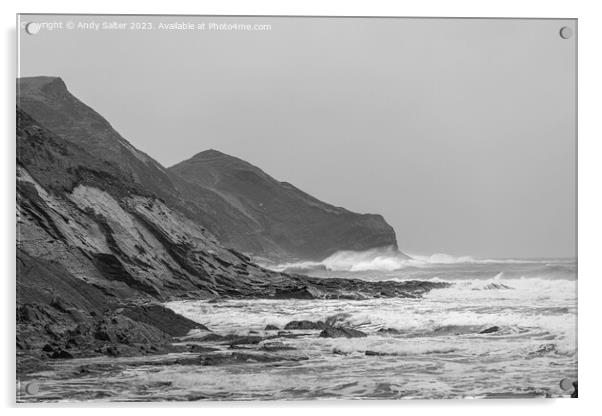 Rugged Cornish Coastline Acrylic by Andy Salter