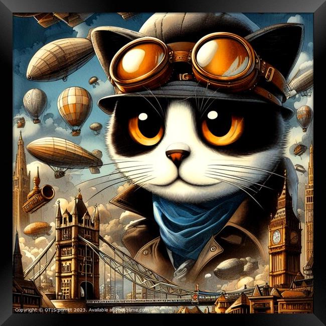 STEAMPUNK CAT 2 Framed Print by OTIS PORRITT