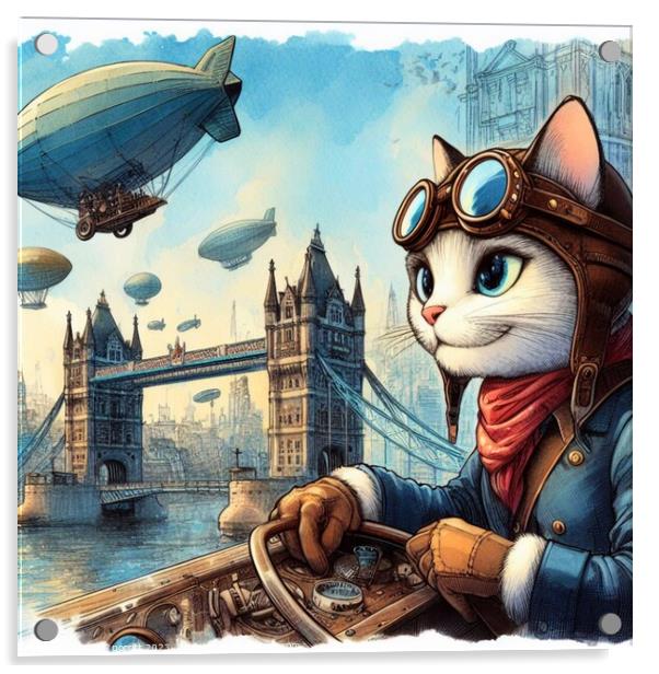 STEAMPUNK CAT 11 Acrylic by OTIS PORRITT