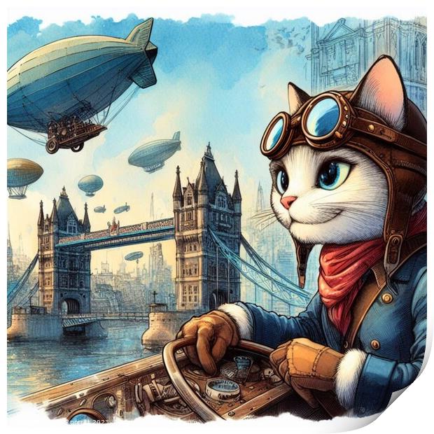 STEAMPUNK CAT 11 Print by OTIS PORRITT