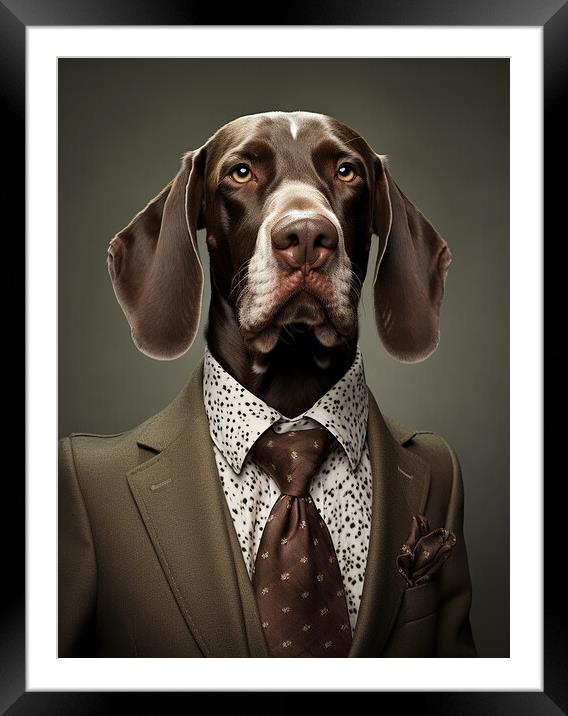 German Shorthaired Pointer Framed Mounted Print by K9 Art