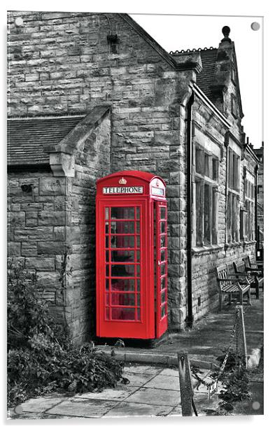 Red Telephone Box Acrylic by Kevin Tate