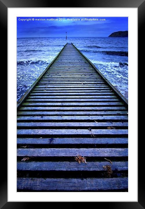 jetty in blue Framed Mounted Print by meirion matthias