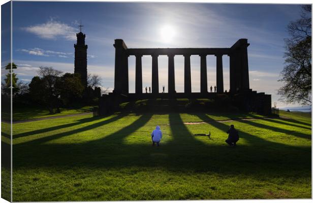Calton Hill Monuments Silhouette In Edinburgh Canvas Print by Artur Bogacki