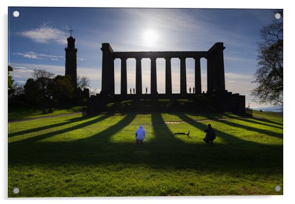 Calton Hill Monuments Silhouette In Edinburgh Acrylic by Artur Bogacki