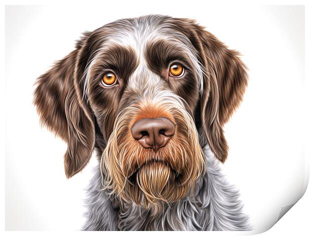 German Wirehaired Pointer Pencil Drawing Print by K9 Art